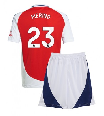 Arsenal Mikel Merino #23 Primera Equipación Niños 2024-25 Manga Corta (+ Pantalones cortos)